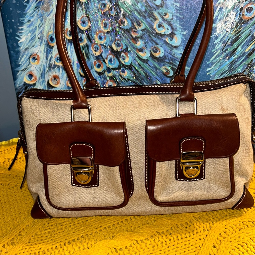 Vintage Dooney & Bourke Signature Beige Monogram Handbag